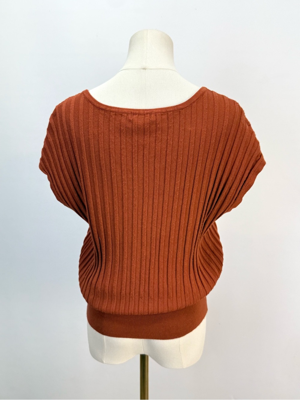 LASCANA Rust Ribbed Short Sleeve Sweater size 6 - Picture 6 of 13